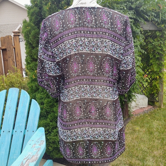 💥3/$20 Studio Y Gorgeous Semi Sheer Blouse Large! - Picture 6 of 10
